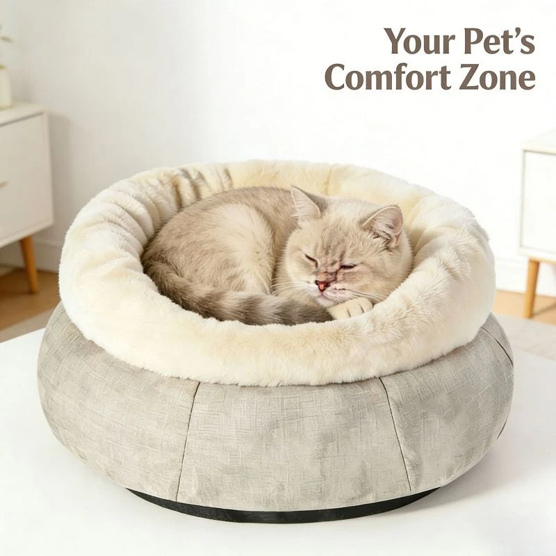 Plush Donut Cat Bed With Recycled Memory Foam/pet Bed factory
